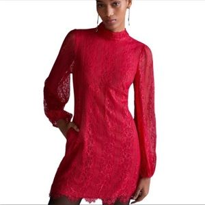 ANTHROPOLOGIE Maeve Open Back Red Lace Mini Dress